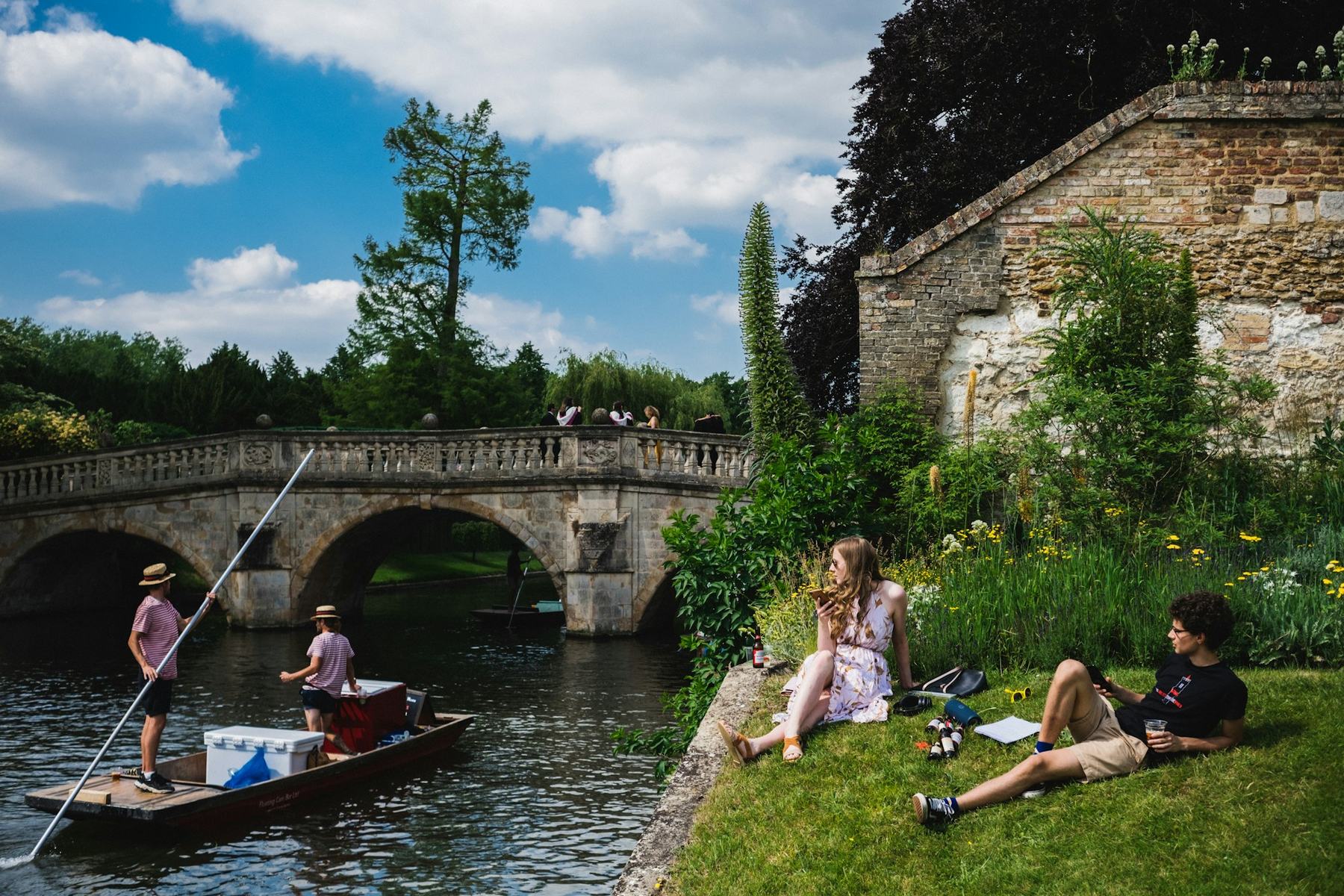 Punts on the River Cam on a sunny day