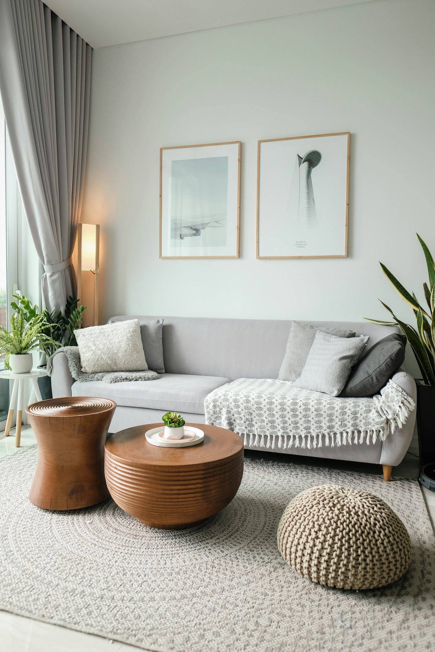 A bright living room with a large window