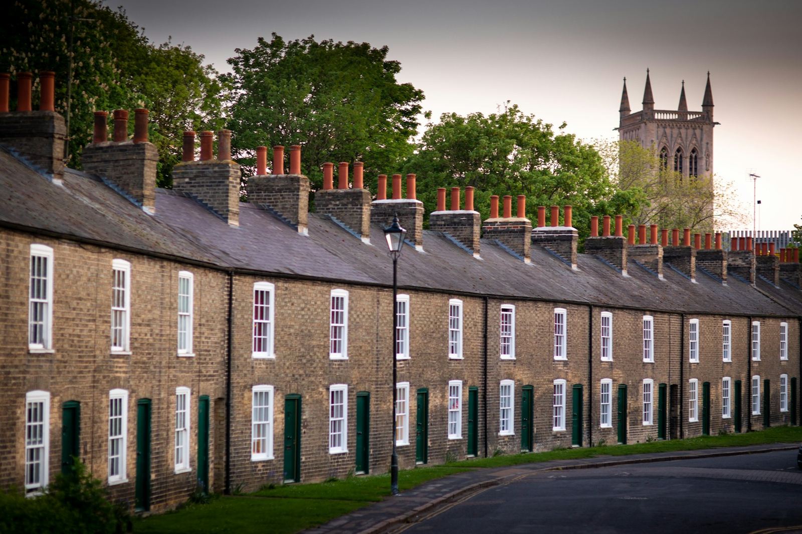 A row of brick terraced houses